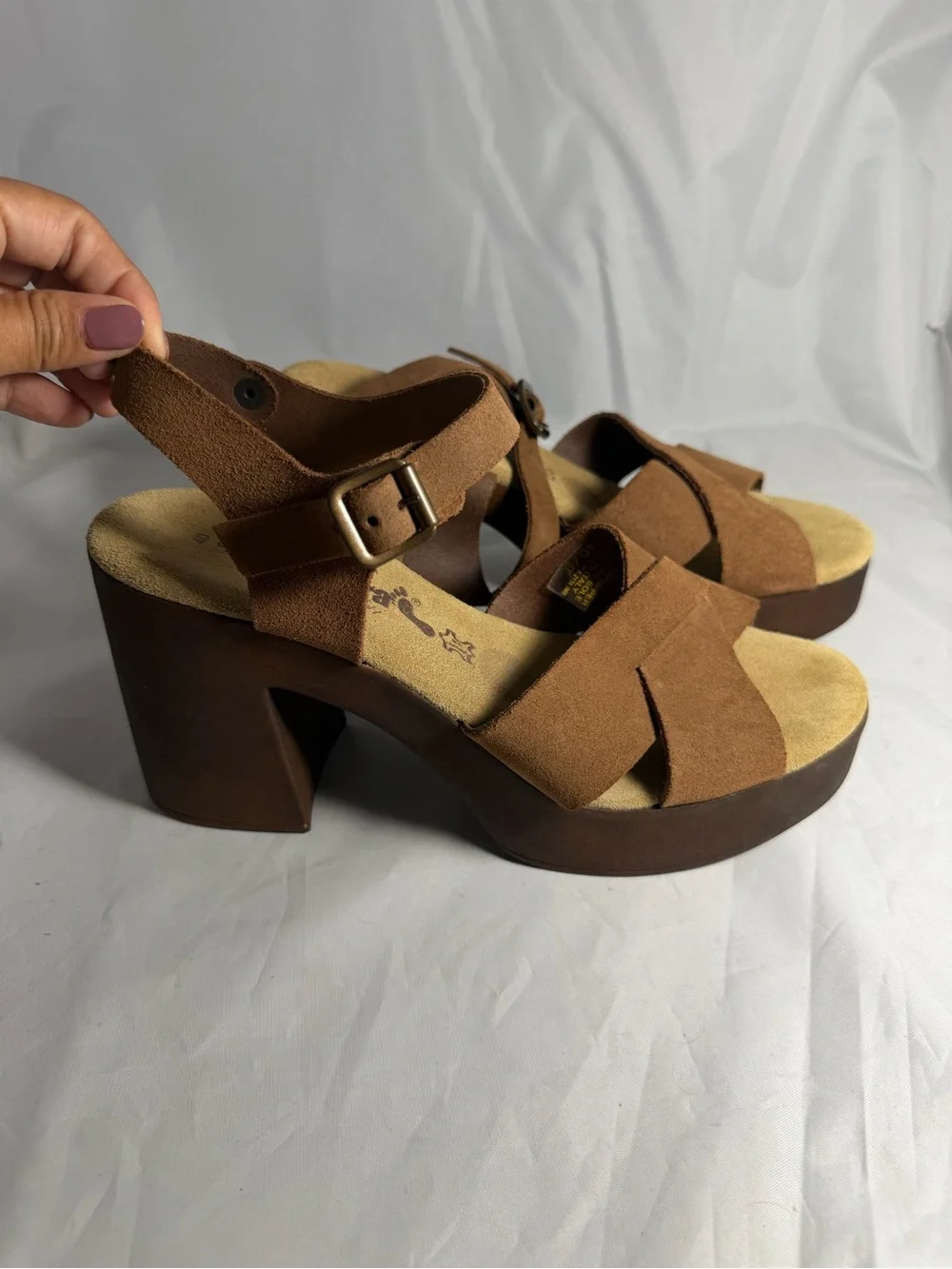 BioNatura Women's Leather Cork Bottom Tan Sandals Size 40/ 9